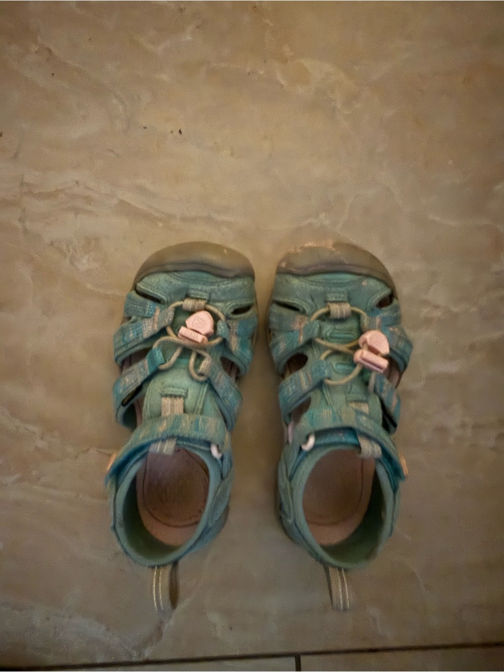 Keen Kids Teal Closed-Toe Sandals with Pink Accents